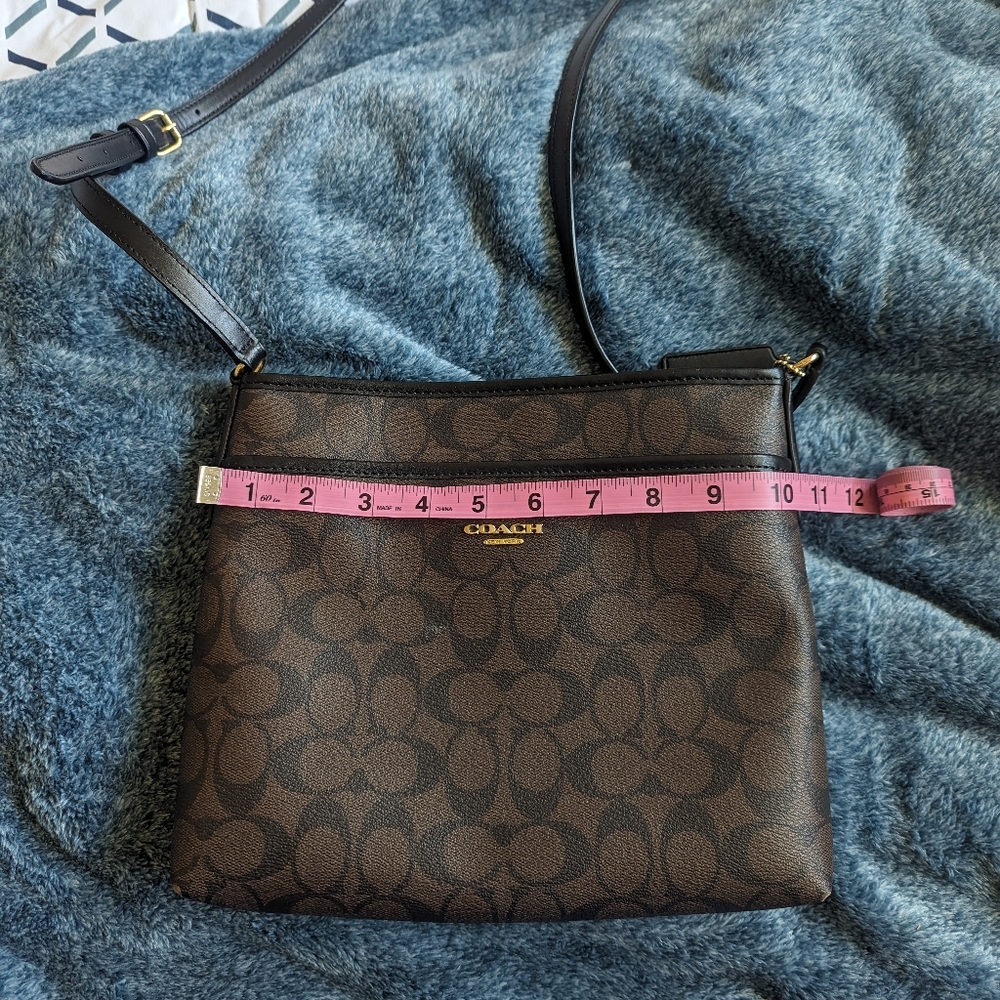 Coach Brown Signature Crossbody Bag with Black Trim - Picture 9 of 12